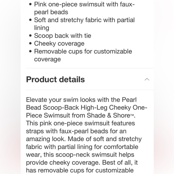 Pearl Bead Scoop Back High Leg Cheeky One Piece Swimsuit - Shade & Shore - Picture 5 of 5